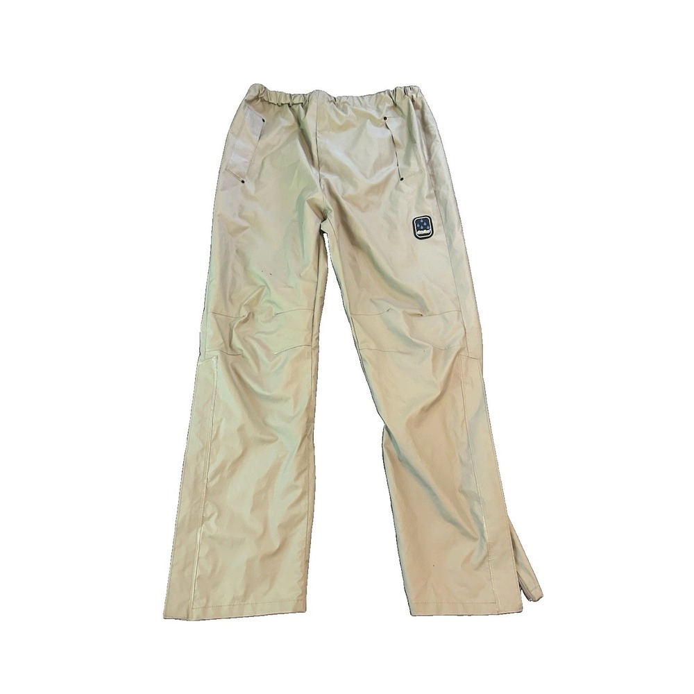 Eddie Bauer Waterproof Rain Pants Mens M Beige PVC Elastic Fishing Gorpcore
